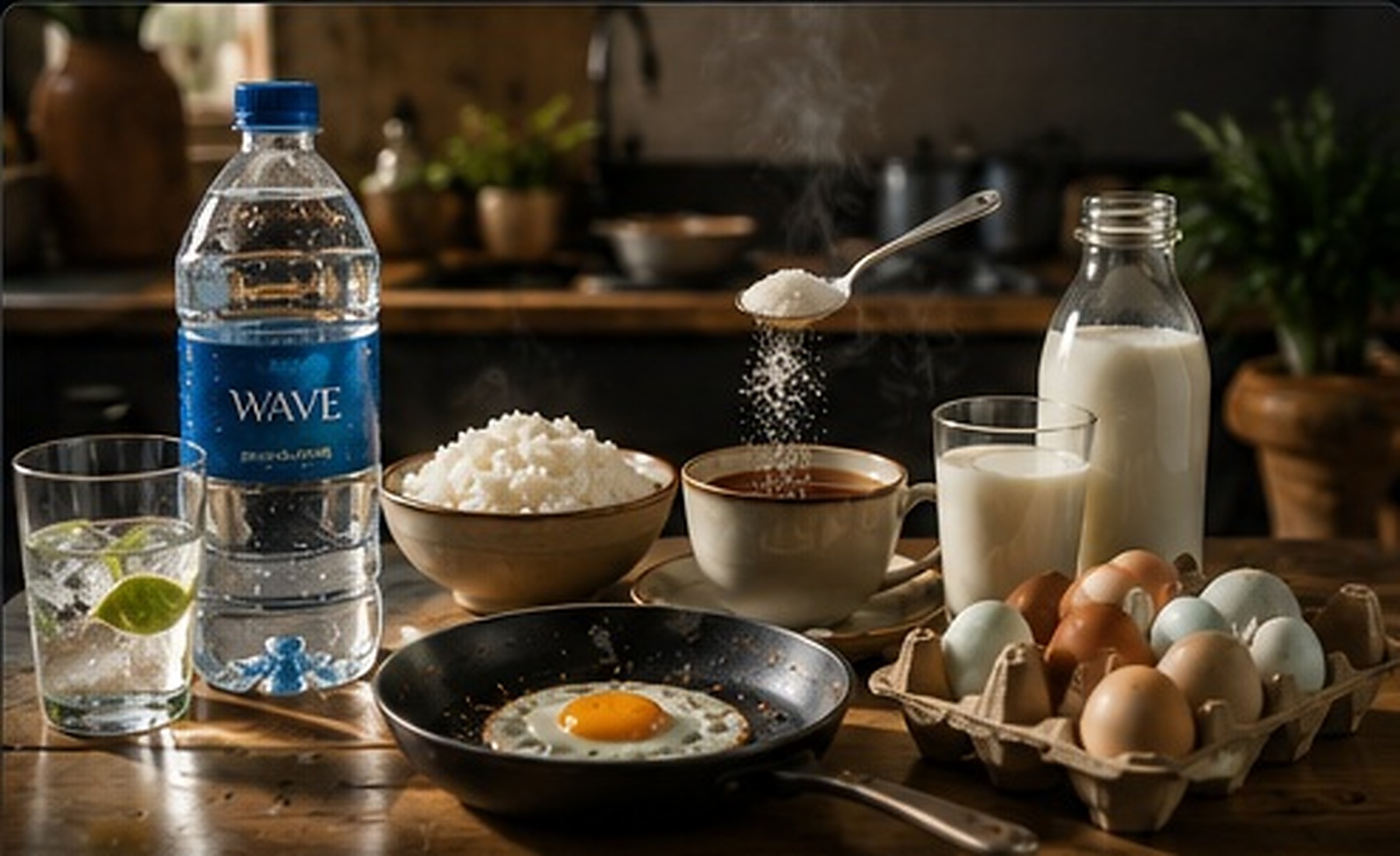 Premium breakfast scene with Wave essentials