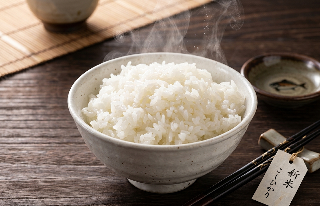 Freshly cooked steamed rice